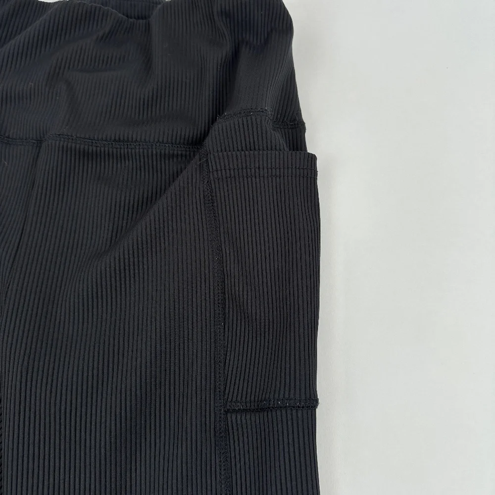 Leggings Womens Black Ribbed - Picture 3 of 9